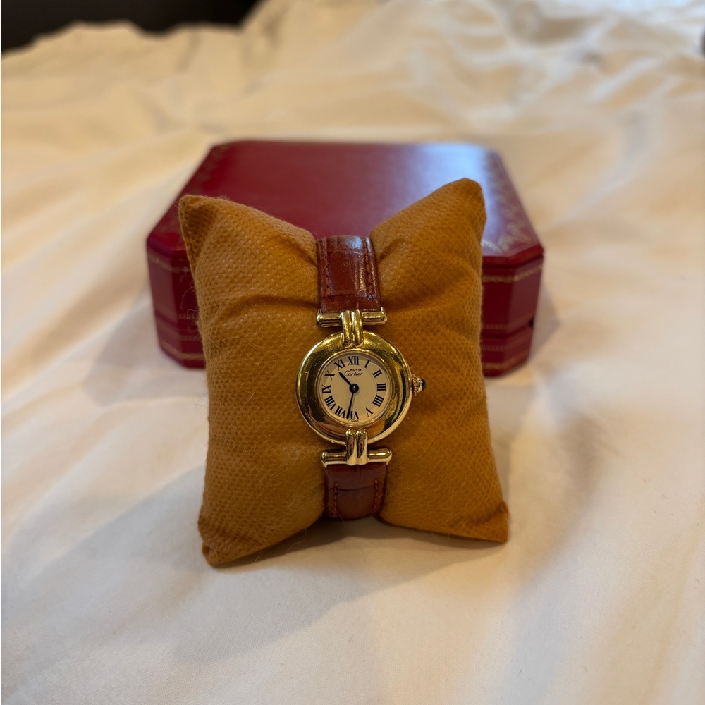 Gold and Brown Leather Watch